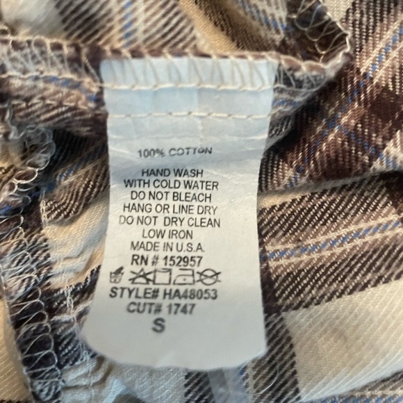 Altar’d State plaid long sleeved peplum top grey/tan/white Size S preppy, soft - Picture 3 of 5